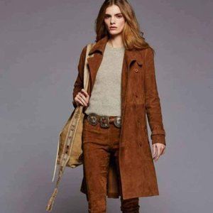 🤎 Polo Ralph Lauren Collection Brown Goat Suede Trenchcoat
